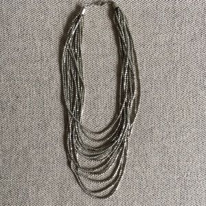 Sliver beaded draping necklace